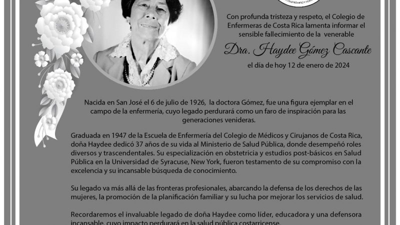 La Federación Panamericana de Profesionales de Enfermería FEPPEN expresa sus Condolencias a la Enfermería de Costa Rica